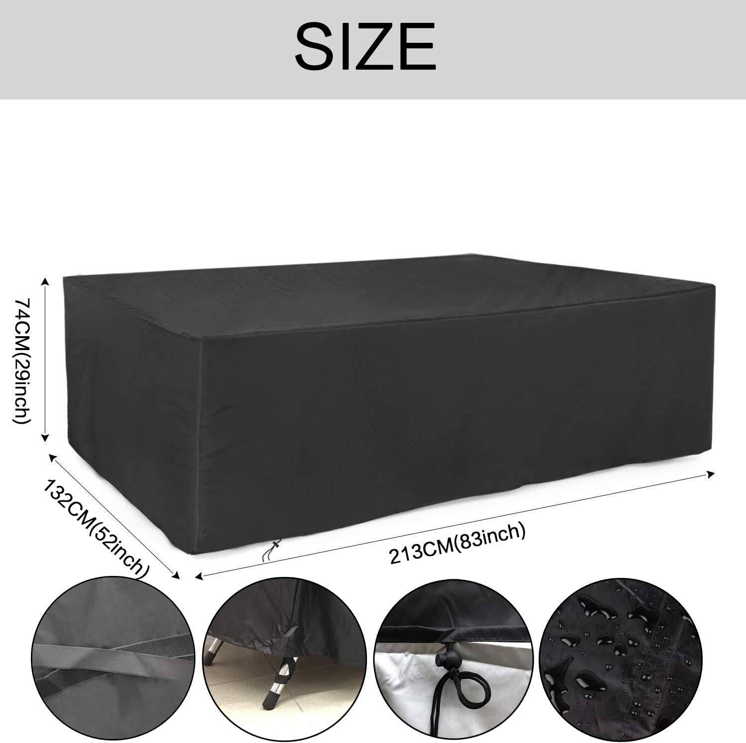 SARCCH Patio Furniture Cover, Outdoor Sectional Furniture Set Covers, Table Chair Sofa Covers, Durable and Convenient, Waterproof Snow Dust Wind Proof，Anti-UV Fits to 6-8 Seat (83''x52''x29'') : Garden & Outdoor