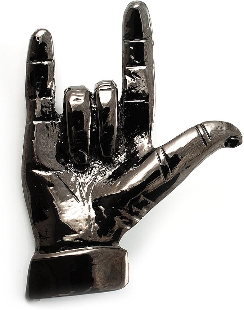 Gun Metal 'Rock & Roll' Brooch - 70mm L, black