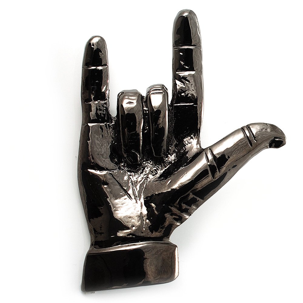 Gun Metal 'Rock & Roll' Brooch - 70mm L