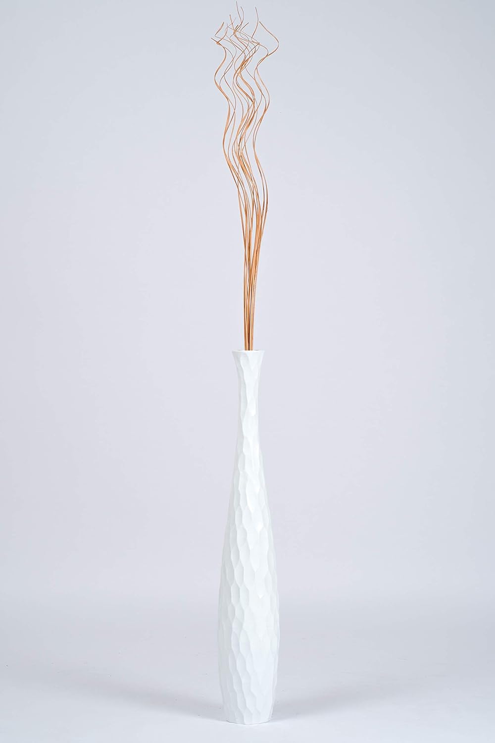Leewadee Tall Big Floor Standing Vase for Home Decor 30 inches, Mango Wood, White: Kitchen & Dining