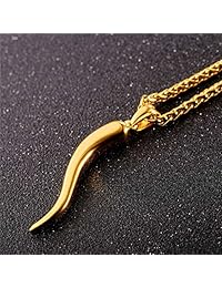 chengc oro amarillo de 14 K Real hombres mujeres colgante italiano cuerno colgante de encanto pimienta de Chile