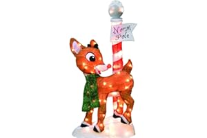 ProductWorks 32-Inch Pre-Lit Rudolph The Red-Nosed Reindeer Christmas Yard Art, 1, 70 Lights