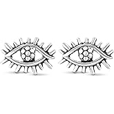 AeraVida Protection All-Seeing Eye .925 Sterling Silver Stud Earrings | Evil Eye Stud Earrings | Stud Earrings for Women | Halloween Stud Earrings