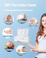 Smile & Smile Purcotton Disposable Face Towel 100% Cotton 300 Ct 20x20 cm view 6
