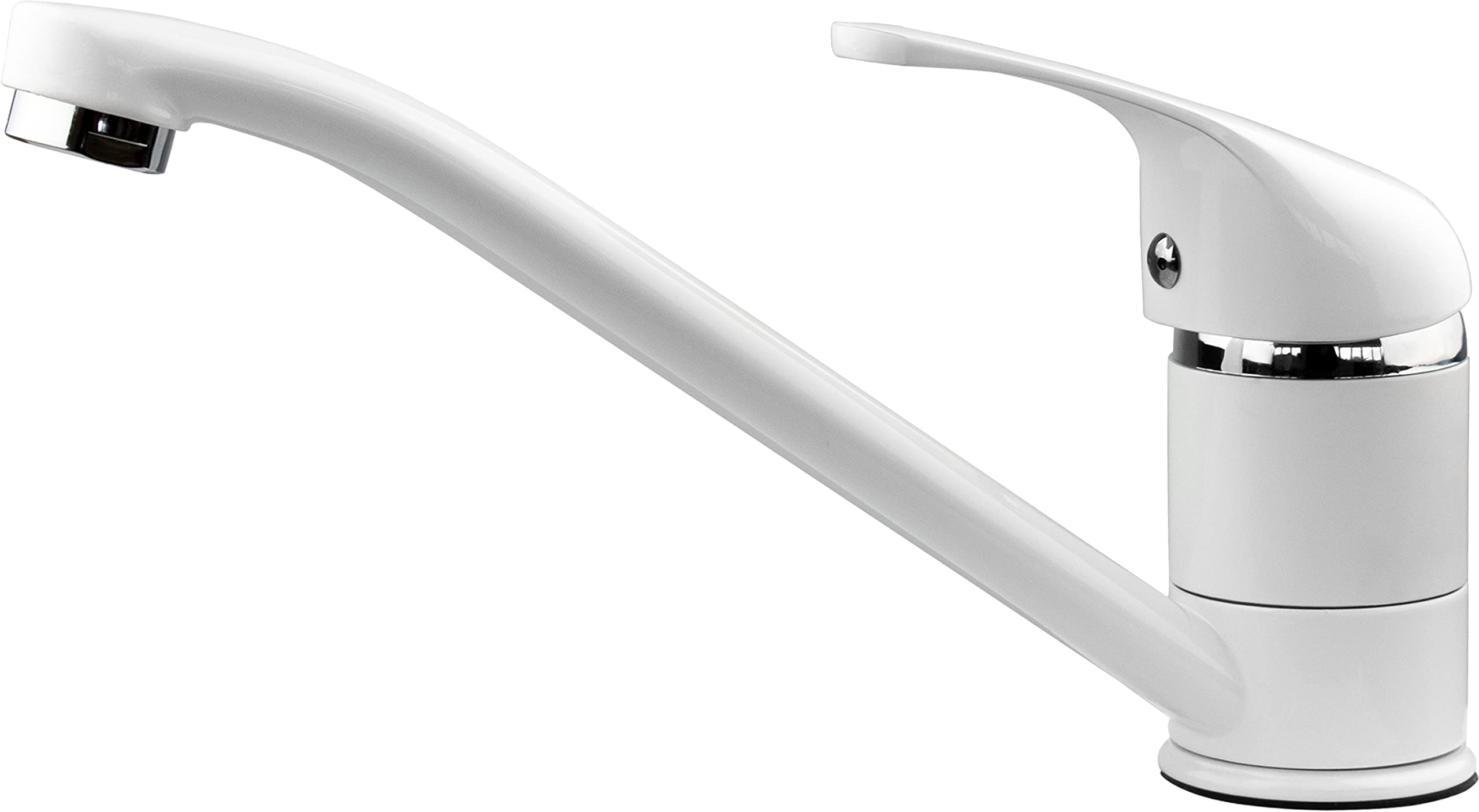 Xcel Home White Kitchen Mixer Tap, Brass Round Sink Taps for Kitchen with Hoses and UK Standard Fittings