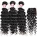 CYNOSURE Hair Deep Wave Bundles with Closure 100% Unprocessed Virgin Deep Wave Brazilian Hair 3 Bundles with Closure Free Part Natural Black Color (16 18 20+14inch closure)