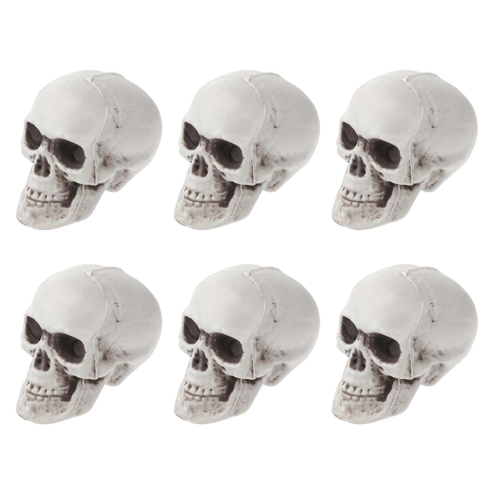 EXCEART Skull Props 6 Pcs Mini Plastic Skull Decorations for Halloween Classic Horror Themed Ornaments Perfect for Home Bar Restaurant Decor