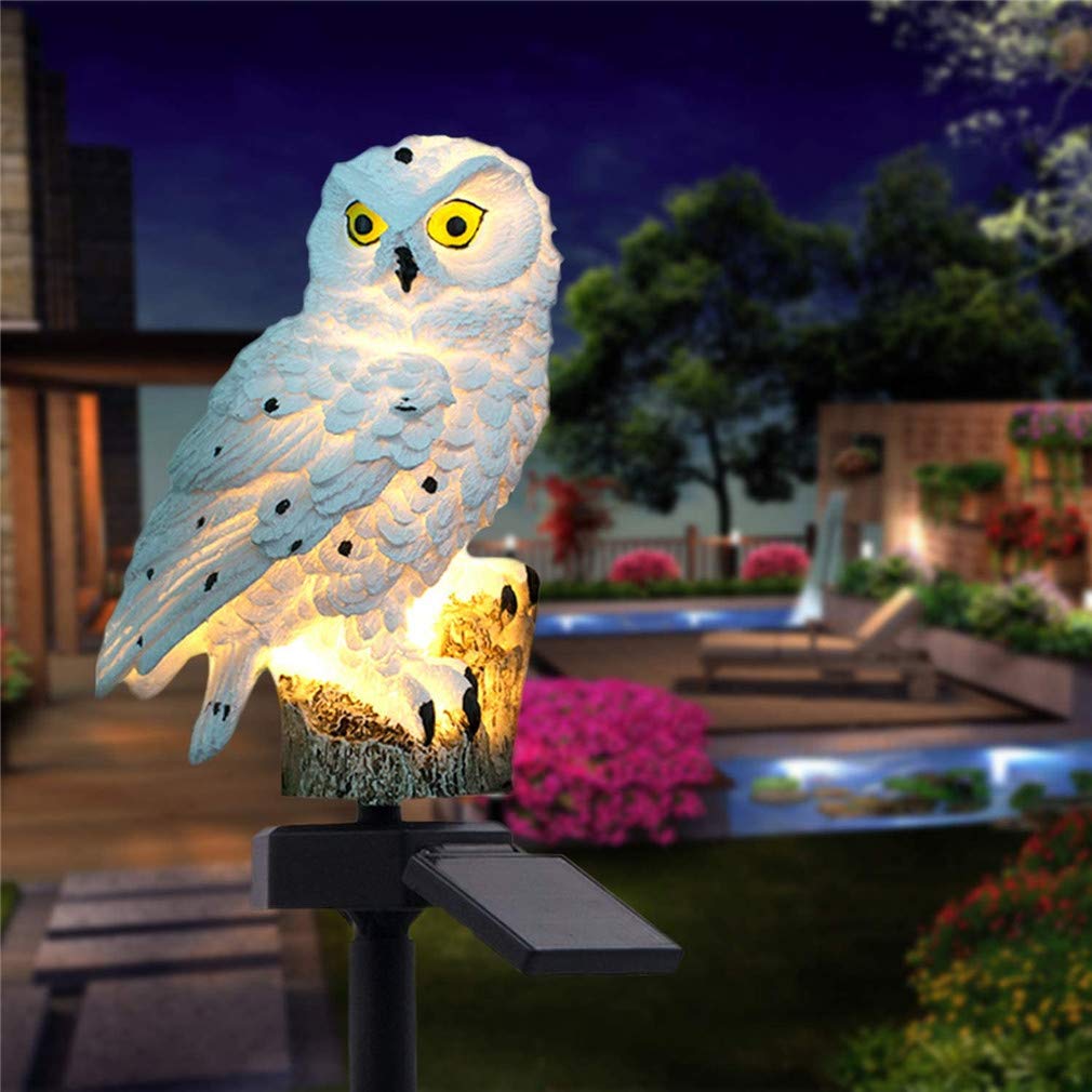 Ulalaza Outdoor Solar-Powered LED Owl Shaped Lamp - Waterproof Garden Stake Lights for Walkway