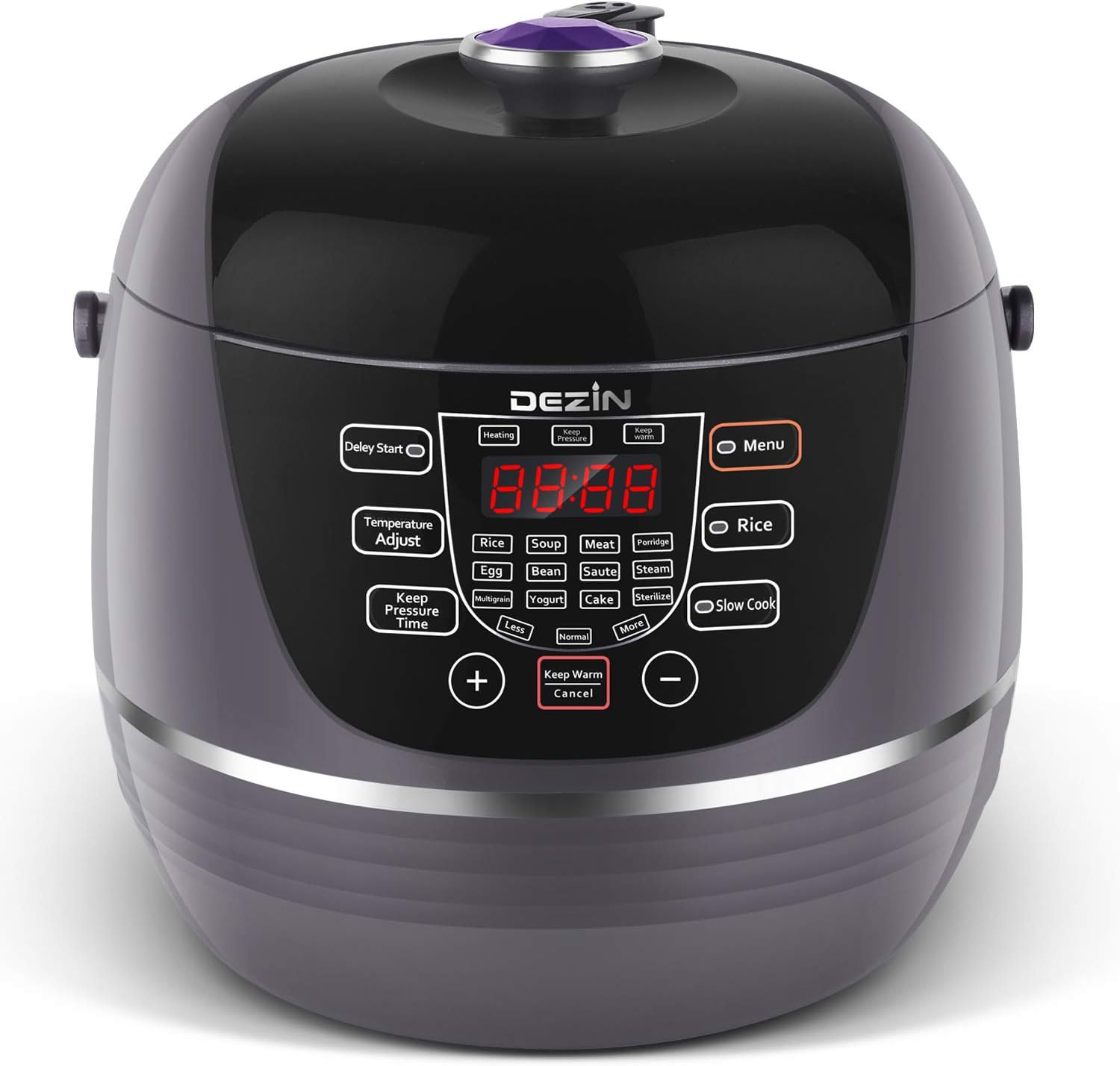 Dezin Electric Pressure Cooker 6 Qt 10-in-1 Programmable Pressure Cooker, Slow Cooker, Rice Cooker, Sauté, Yogurt, Cakes, Hot Pot, Steamer, Warmer, and Sterilizer with Stainless Steel Pot, Steam Rack
