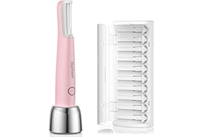 GALTXEN Sonic Dermaplaning Tool for Women, Rechargeable Face Dermaplane Razor Sonic Edge Technology for Facial Hair, Exfoliating and Peach Fuzz, 10 Refill Blades Pink
