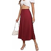 Women's Satin Skirts Dressy Casual 2025 Fall High Waisted Cocktail Silk Glossy Wedding Flowy Elegant A Line Long Skirt
