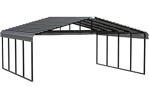 Arrow Carports Galvanized Steel Carport, Double Car Metal Carport Kit, 20' x 20' x 9', Charcoal