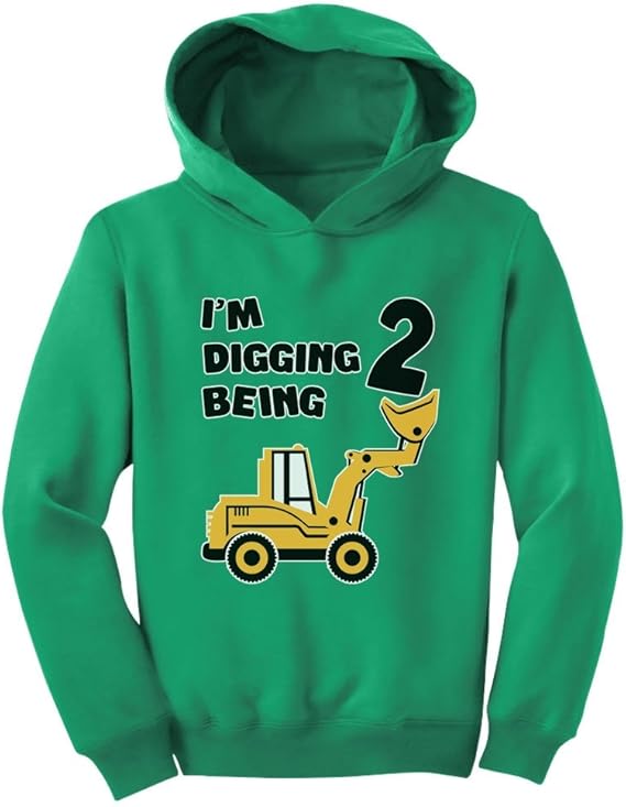 Amazon 2歳の誕生日 ブルドーザー コンストラクションパーティー 2歳 男の子 かわいい幼児パーカー Us サイズ 2t カラー グリーン トレーナー パーカー 通販