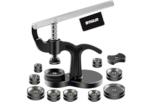 BYNIIUR Watch Press Tool, Watch Back Press Tool, Watch Case Back Press with 18mm-50mm Fitting Dies, Watch Back Closer Watch Press Kit Watch Case Press Closer Watch Battery Replacement Kit with Press