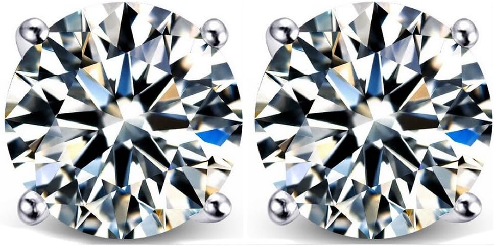 Jewelry Exquisite 2.00 Carat Cubic Zirconia Earrings. Set in 925 Sterling Silver Stud Earrings. 6mm Each Round Stone. 1.00 Carat Each