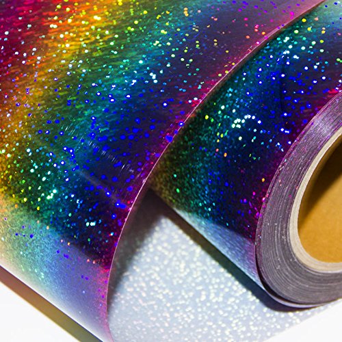 HOHOFILM Holographic Stripe Multi Heat Transfer Vinyl Iron-on HTV Press Paper Sheet for Garment T-Shirt 20"x12"