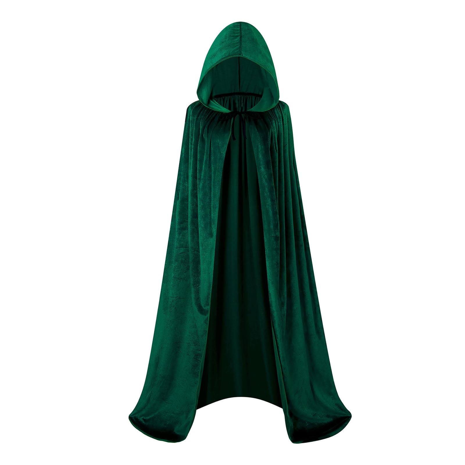maxToonrain Velvet Hooded Cape for Adults, Unisex Cloak with Hood for Halloween Christmas World Book Day Fancy Dress Costume (130cm, Green) — image 1