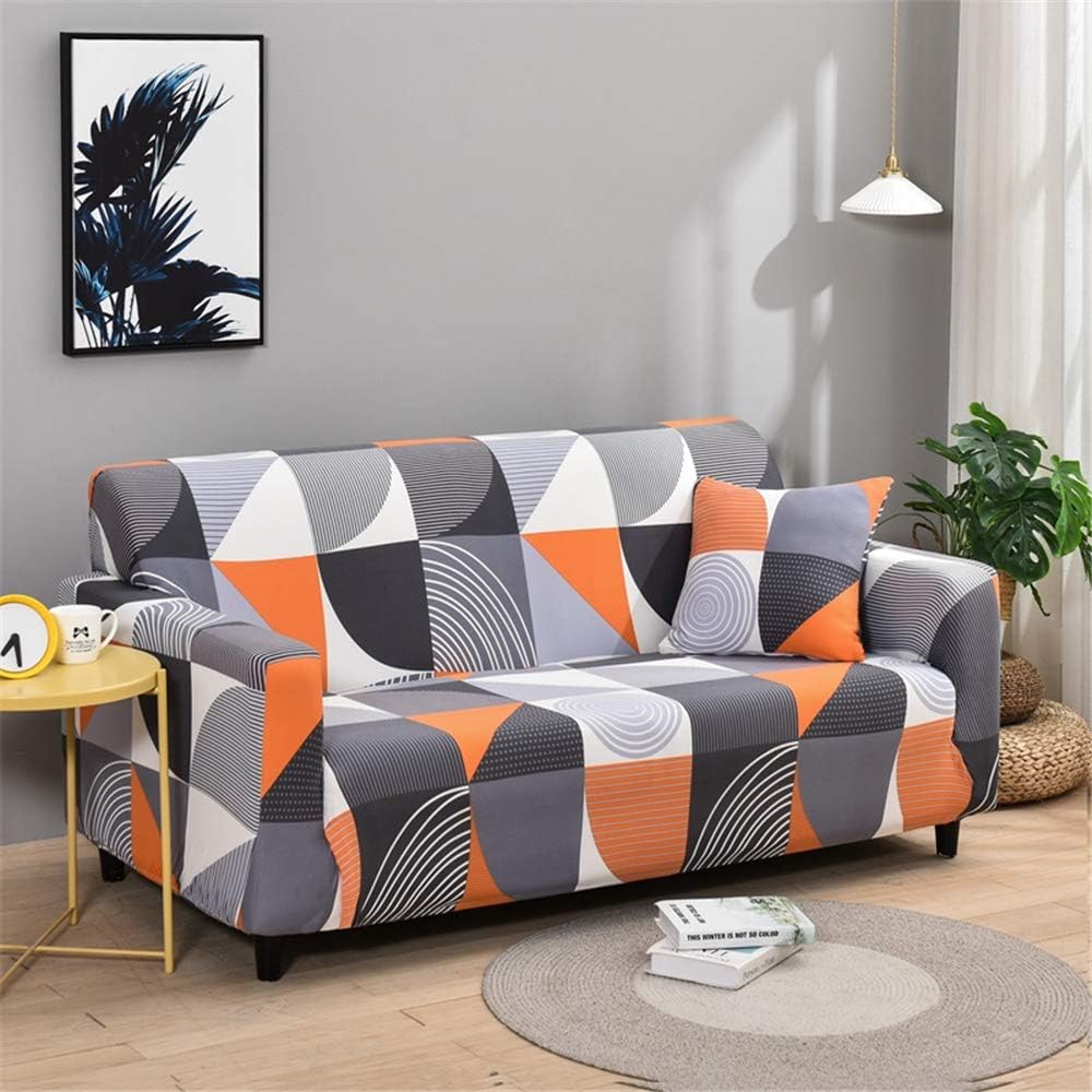 Housse De Canapé Extensible Highdi - Motif Feuilles Jaunes Pour 2 Places