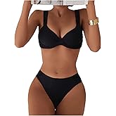 SOLY HUX Women's Two Piece Bathing Suit Underwire Push Up Swimsuit Summer Beach Bikini Set