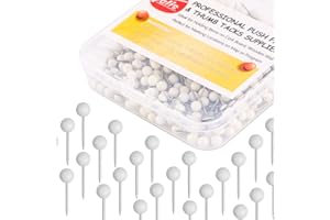 Yalis Push Pins Map Tacks 1/8-Inch Assorted Color Beads Head Map Marking Push Pins,500-count (White)