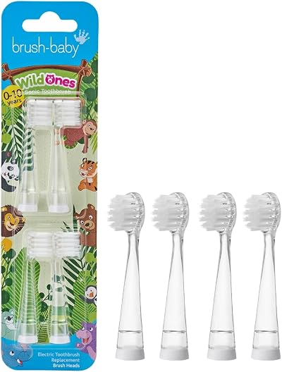 Brush-Baby WildOnes Replacement Brush Heads Pack of 4 Ages 0-10