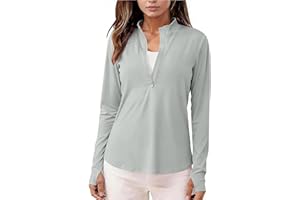 Quarter Zip Rash Guard Womens Cute UPF 50+ Uv Protection Long Sleeve Swim Shirt Casual Athletic Yoga Gym Hiking Workout Tops