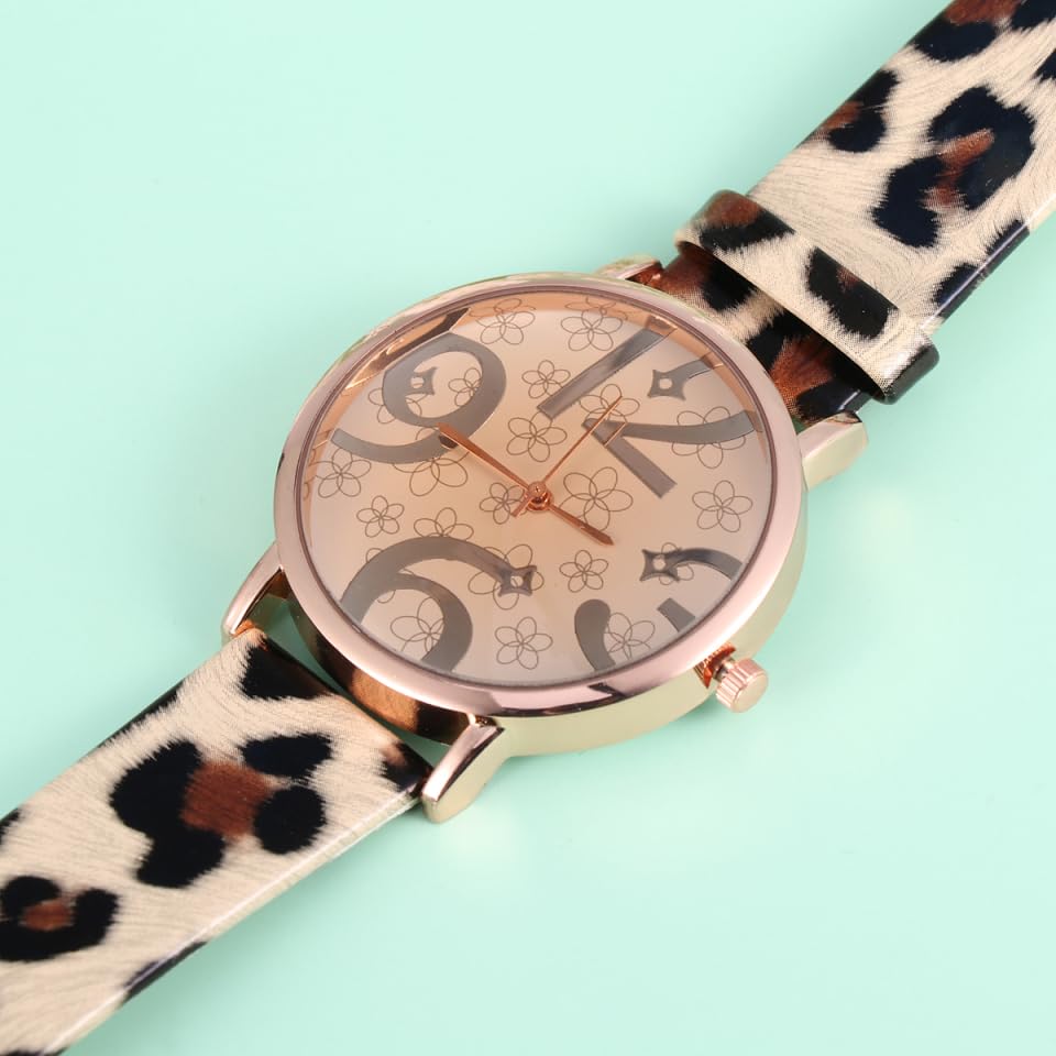 SAFIGLE Damenuhr Leopardenmuster：Damen Armbanduhr Uhr Damen Pu Leder Armbanduhr Mit Quarzwerk Und Ziffernblatt FüR Frauen Elegantes Design Perfektes FüR Besondere AnläSse
