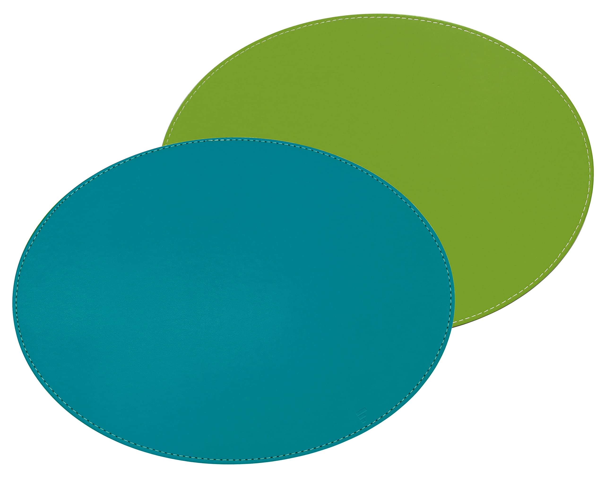 FreeForm Reversible Faux Leather Oval Placemat, Turquoise/Green, 45x34cm