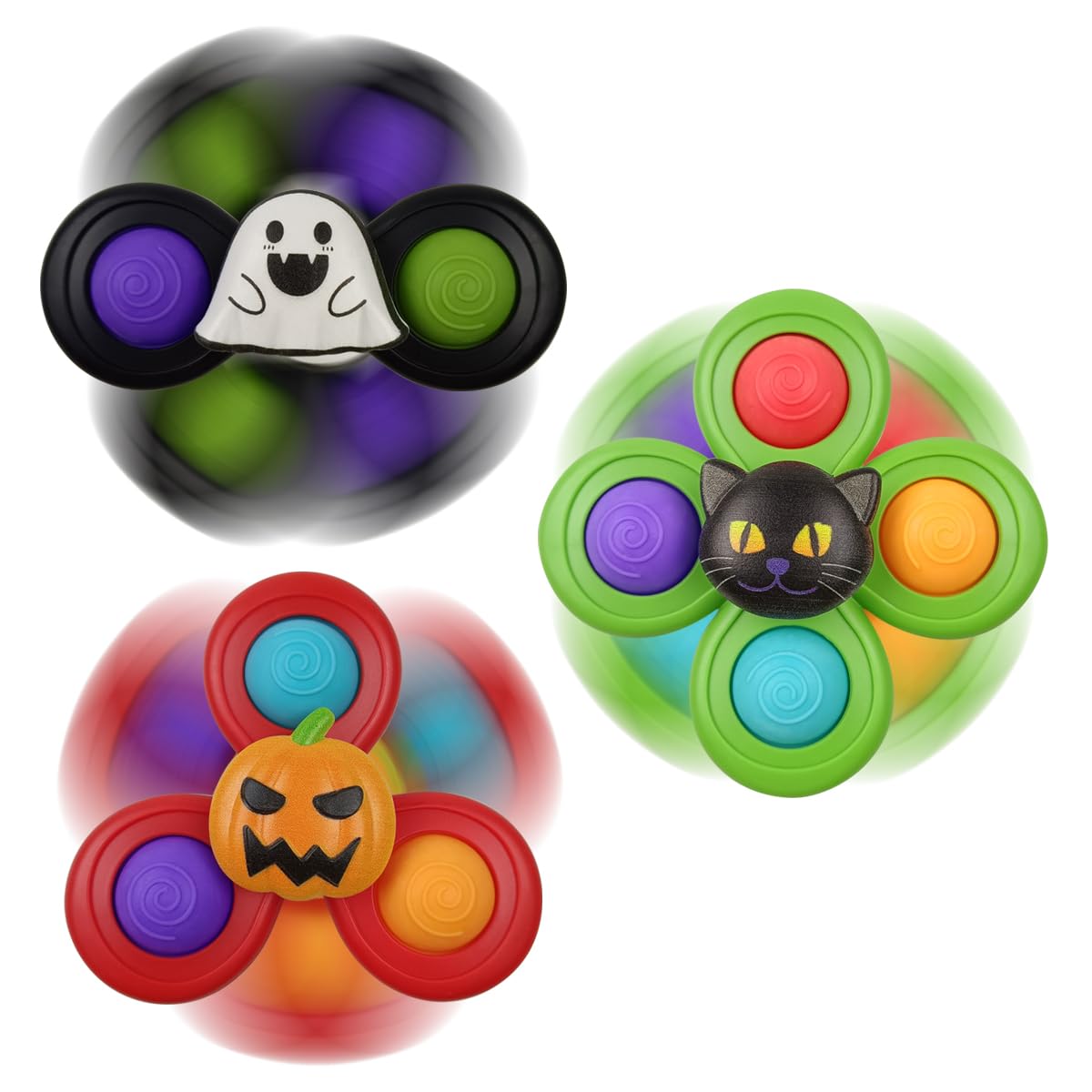 Photo 1 of Jofan 3 Pack Halloween Suction Cup Spinner Toys Sensory Bath Toys for Toddlers Kids Halloween Treat Bags Gifts
