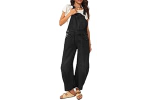 MAOECO Barrel Overalls Denim Jumpsuits for Women Casual Loose Baggy Jeans Pants Sleeveless Bib Jumpers with Pockets