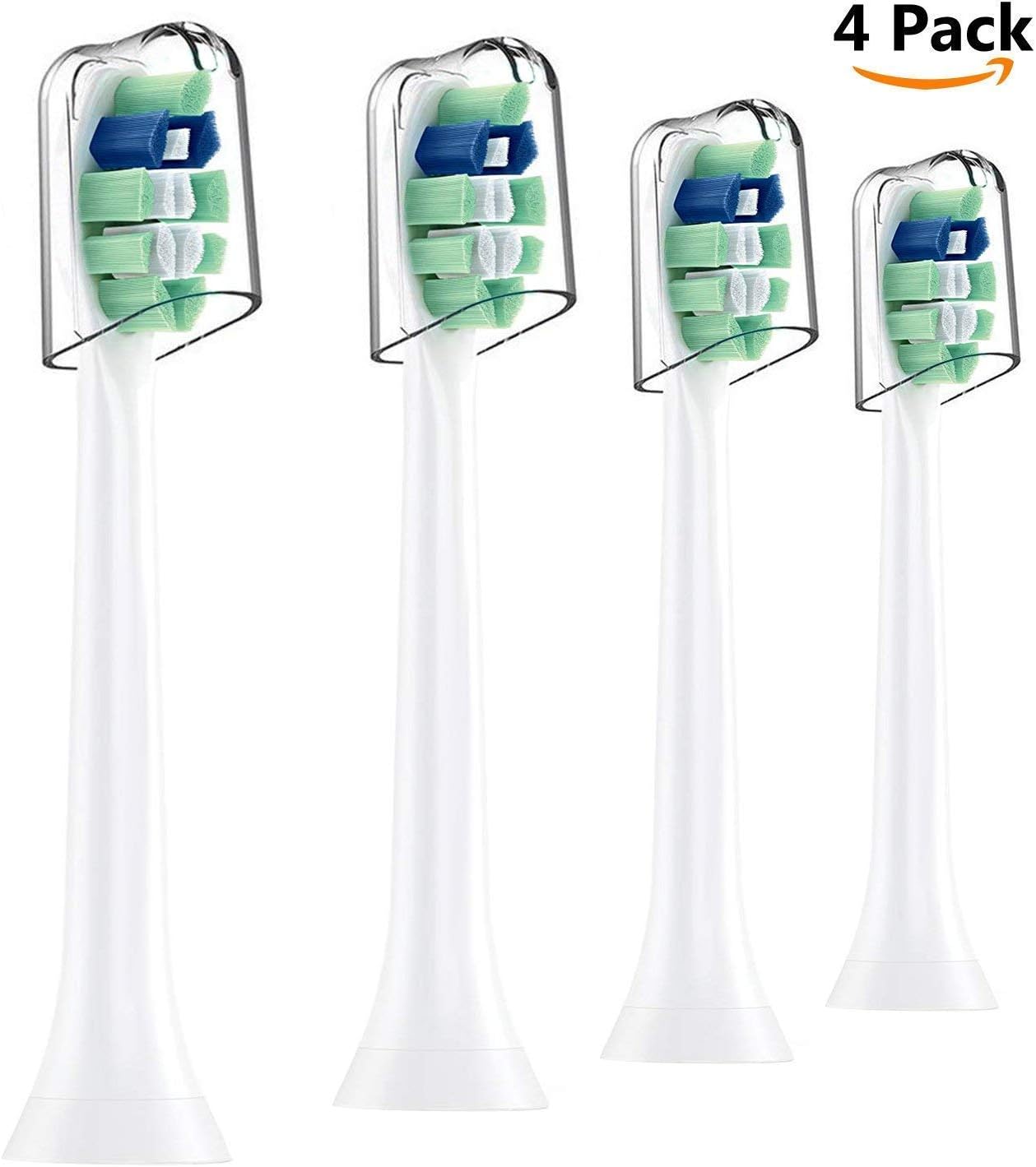 Wotek 4 pcs Sonicare Toothbrush Replacement Heads Electric Toothbrush Heads for Philips Sonicare Proresults Diamondclean Flexcare EasyClean PowerUp Health Sonicare 3 Series