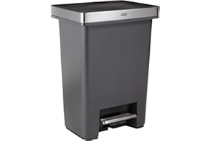 Rubbermaid Premier High-Capacity Step-On Trash Can, 19 Gallon, Single or Dual Stream Trash or Recycling, Charcoal, Stainless-Steel Rim, Lid Lock, Quiet Lid, for Home/Kitchen/Garage/Apartment