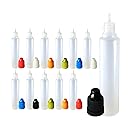 510 Central 30mL Unicorn Bottles LDPE Plastic Thin Tip (12 Pack, Multi Color Caps)