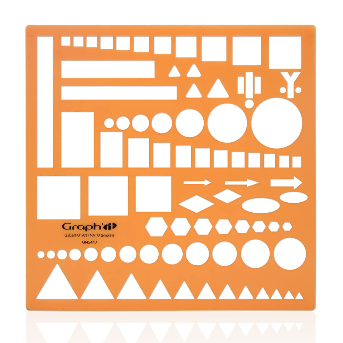 GRAPH'IT Normograph NATO Template - Ideal for Maps and Diagrams - 87 Geometric Shapes - Flexible and Durable Acrylic - Stencil Material Geography - Trace, Drawing - Multifunction