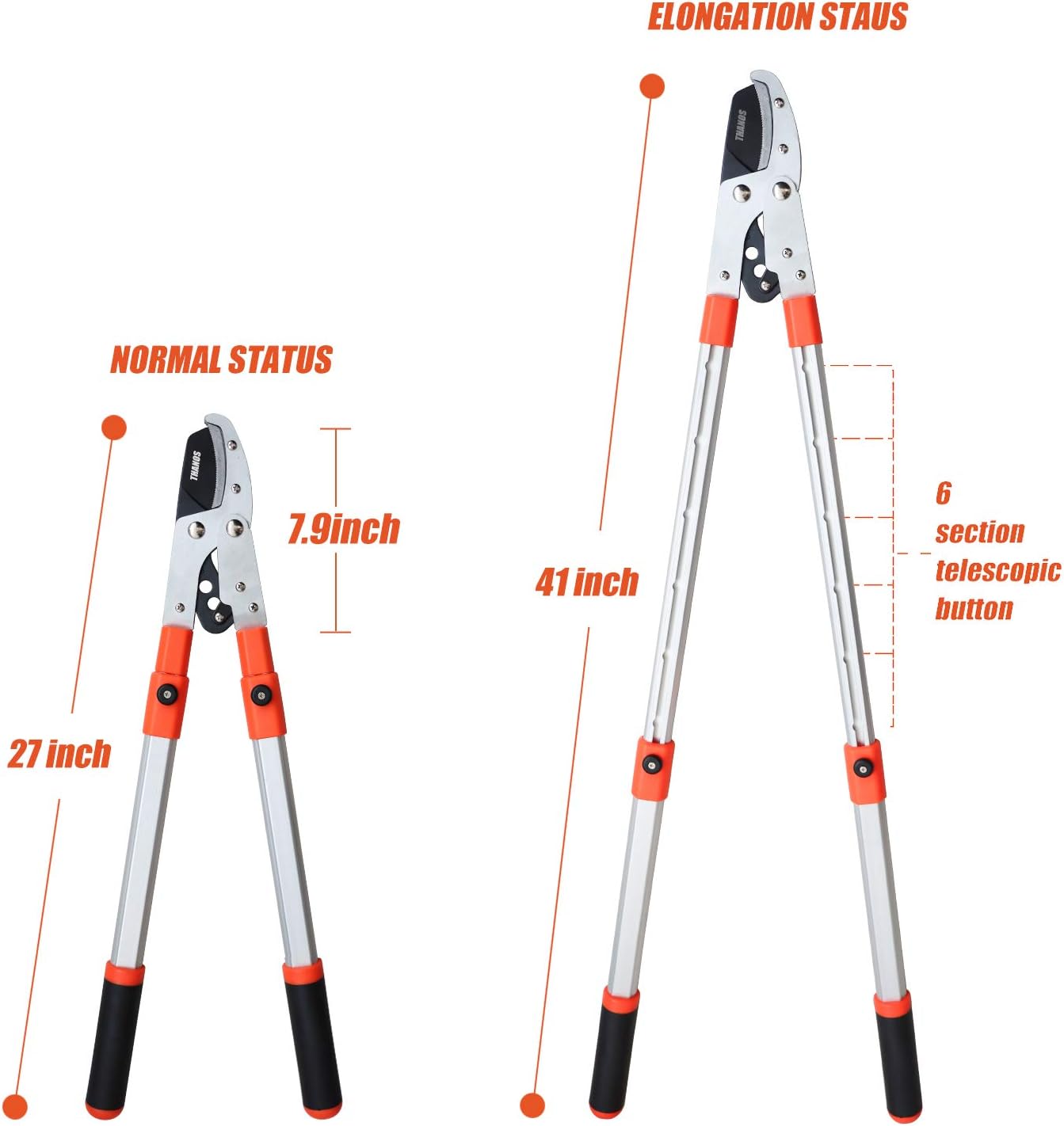 THANOS Pruning Loppers, Tree Pruner, with SK-5 High Carbon Steel Blades, Telescoping Aluminium Lightweight Handle, Branch Cutter, Tree Trimmer, Hand loppers : Garden & Outdoor