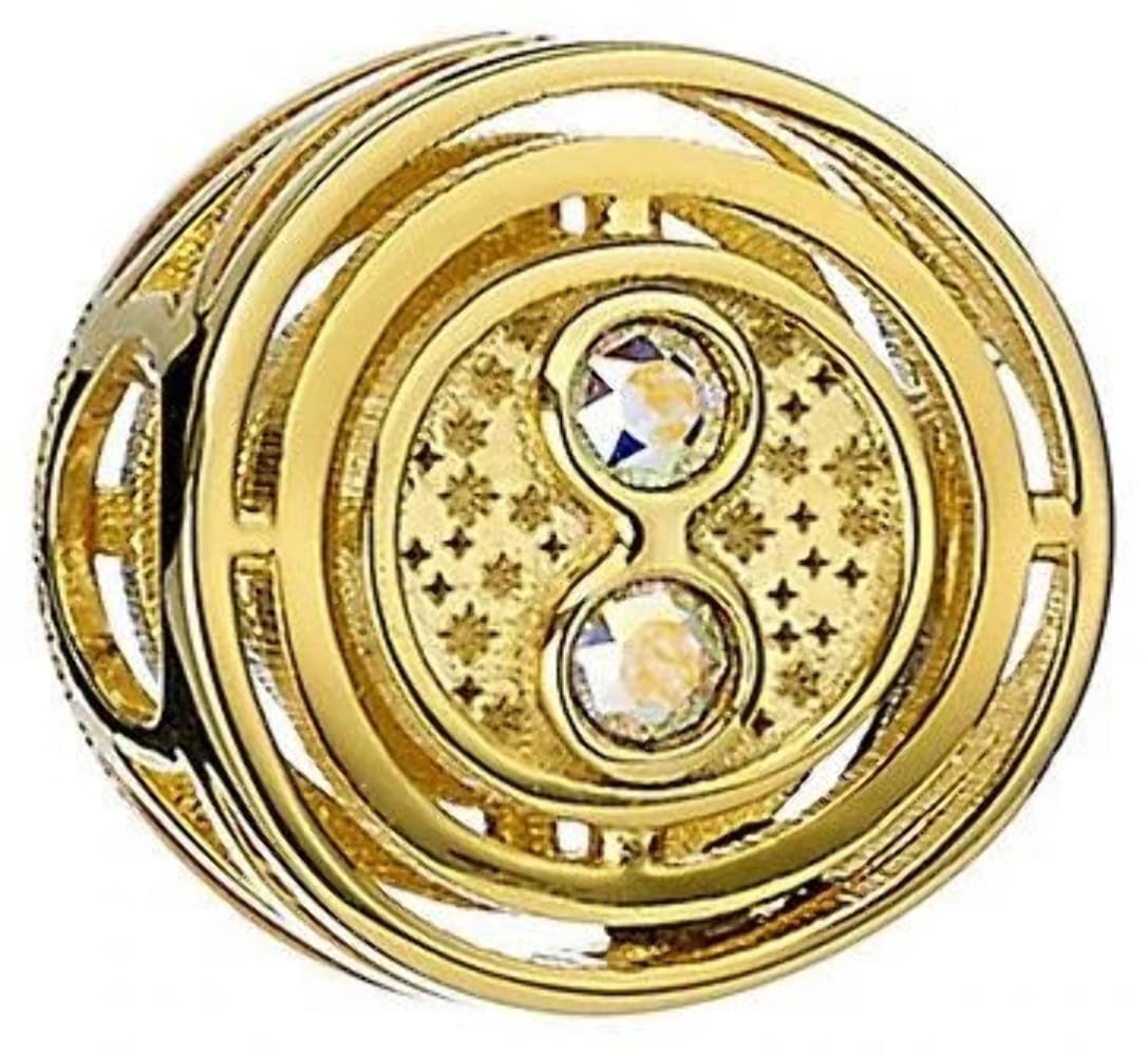 Official Harry Potter Sterling Silver Gold Plated Time Turner Spacer Bead Embellished with Swarovski® Crystals by The Carat Shop