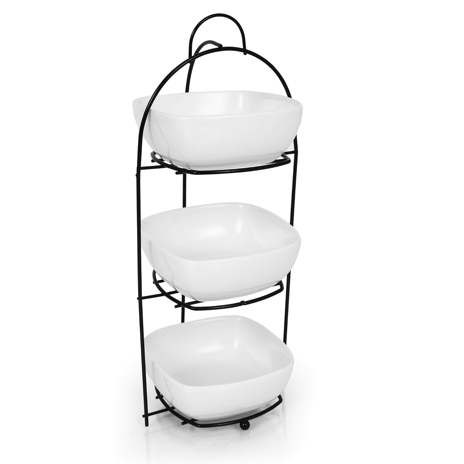 Buy Urban Snackers 3 Tier Square Bowls with Metal Rack Food Serving