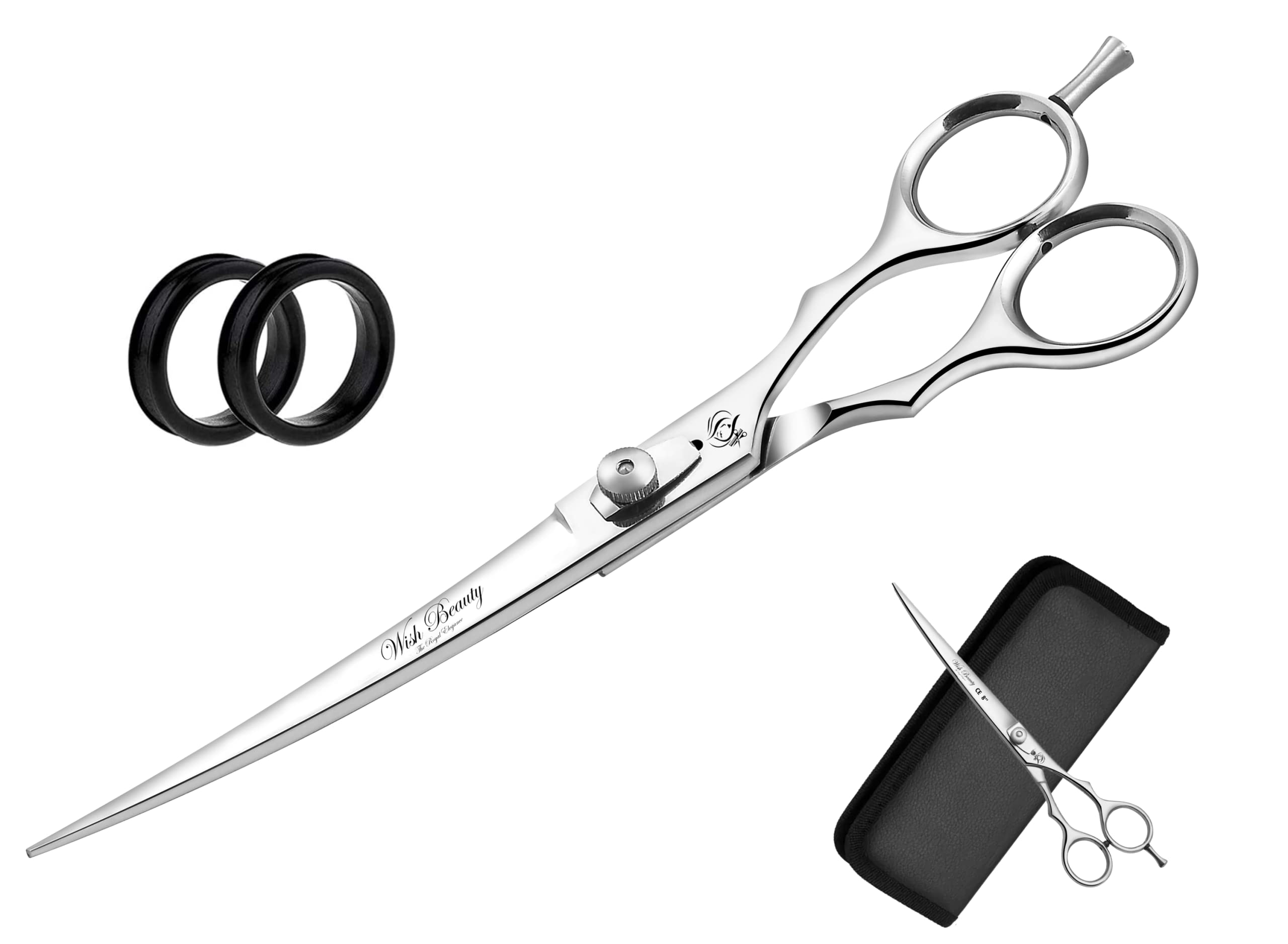 wishbeauty 8' inches Pet Grooming Shears, Dog Grooming Scissor | Curved Blade Dog Scissor - Curved Blade