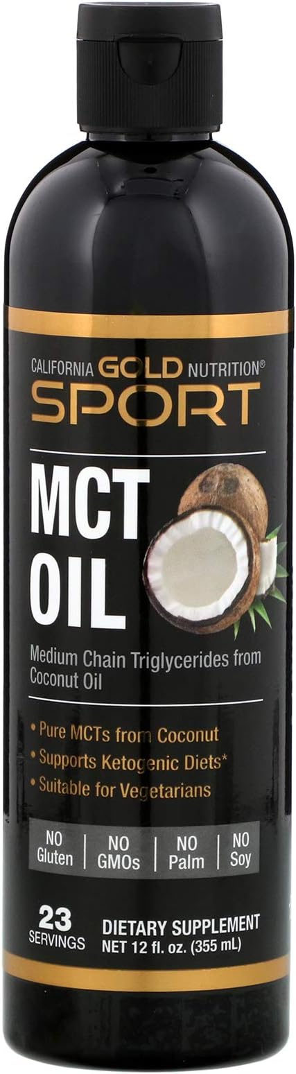 California Gold Nutrition MCT Oil from Coconut Oil 12 fl oz 355 ml, Egg-Free, Fish-Free, Gluten-Free, Ketogenic Diet, Milk-Free, Peanut Free, Soy-Free, Shellfish Free, Vegetarian, Wheat-Free, CGN
