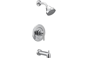 Moen Gibson Chrome Pressure Balancing Eco-Performance Showerhead, Shower Handle, and Tub Spout, Posi-Temp Valve Required, T2903EP