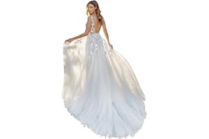 SEIM Lace Appliqued Wedding Dresses for Bride 2025 Beach Wedding Bridal Gowns for Women SE002