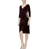 Alex Evenings Womens Short Velvet Cocktail Dress with Beading Detail (Reg Petite)