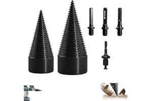 PSDEROUL Firewood Drill Bit Set, Wood Log Splitter Firewood Drill Bit, Detachable Heavy Duty Electric Drills Screw Cone Driver Tools for Splitting Woods,Wood Splitter Drill Bit (32mm+42mm+4 Handles)