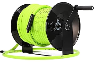 Flexzilla Manual Open Face Air Hose Reel, 3/8" X 50', Heavy Duty, Lightweight, Hybrid, ZillaGreen-L8652FZ