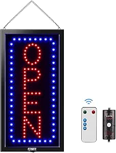 Amazon.com : 19x10inches LED Open Sign, Remote Control&Timing Function ...