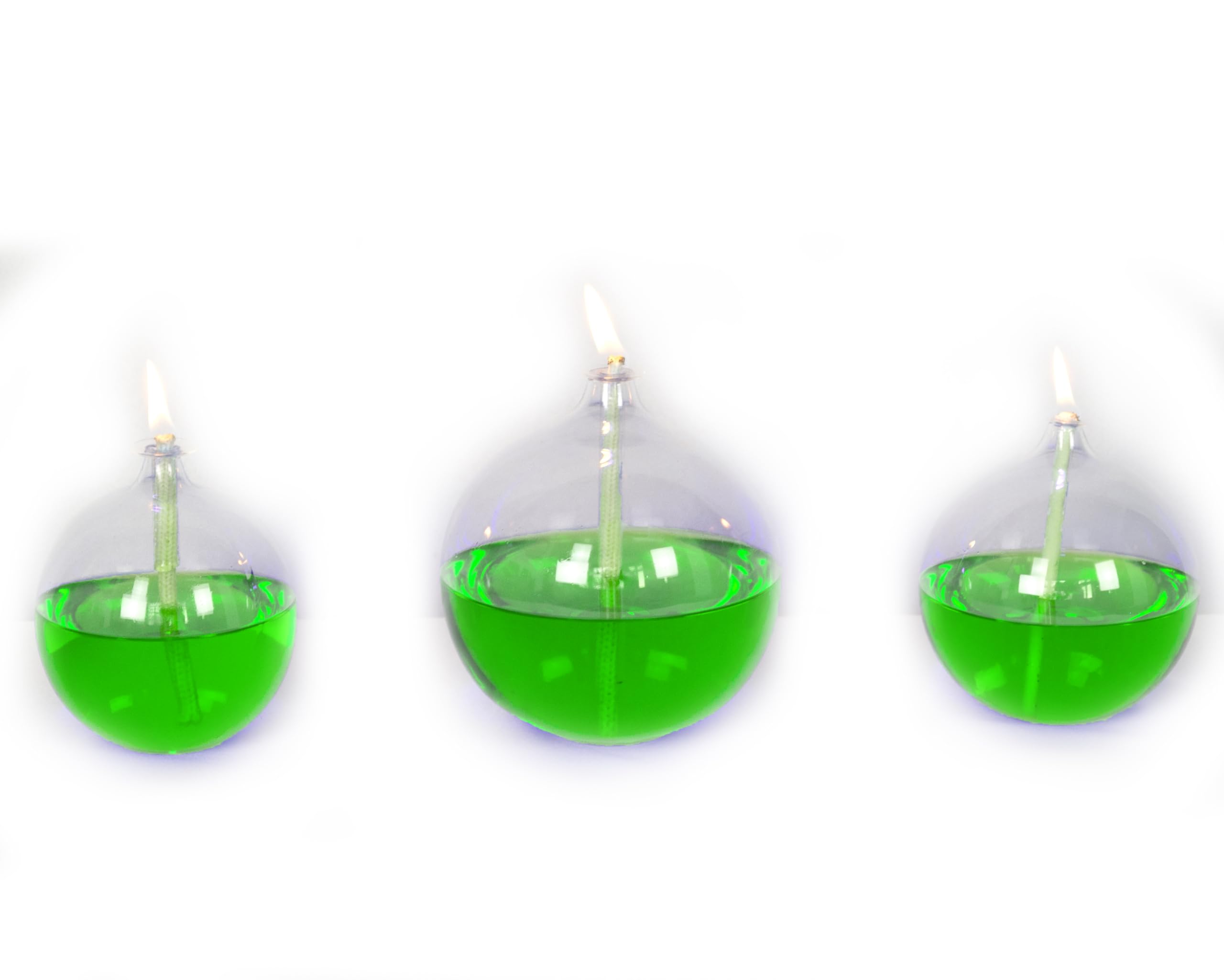 BERGS Handmade Glass Oil Lamps, Pride Set Transparent (Green)