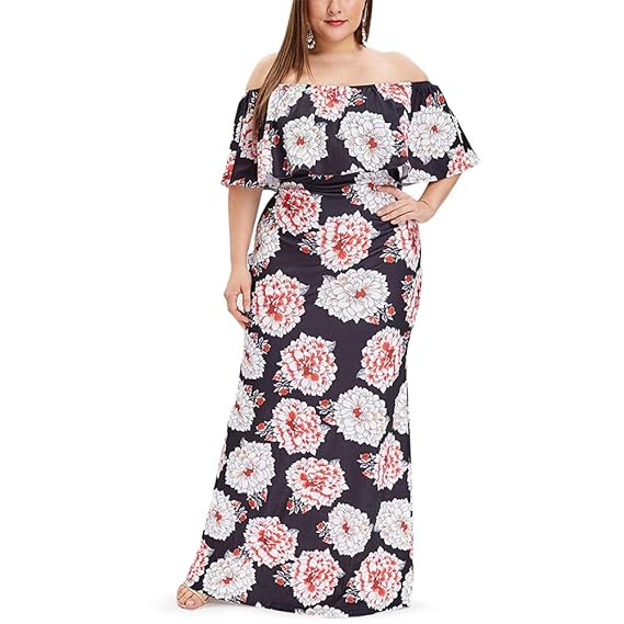 plus size off the shoulder black maxi dress