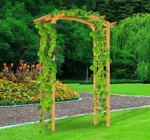 oldzon 7.5FT Outdoor Garden Arch Arbor Trellis Wooden Wedding Gateway Lawn Yard Decor with Ebook