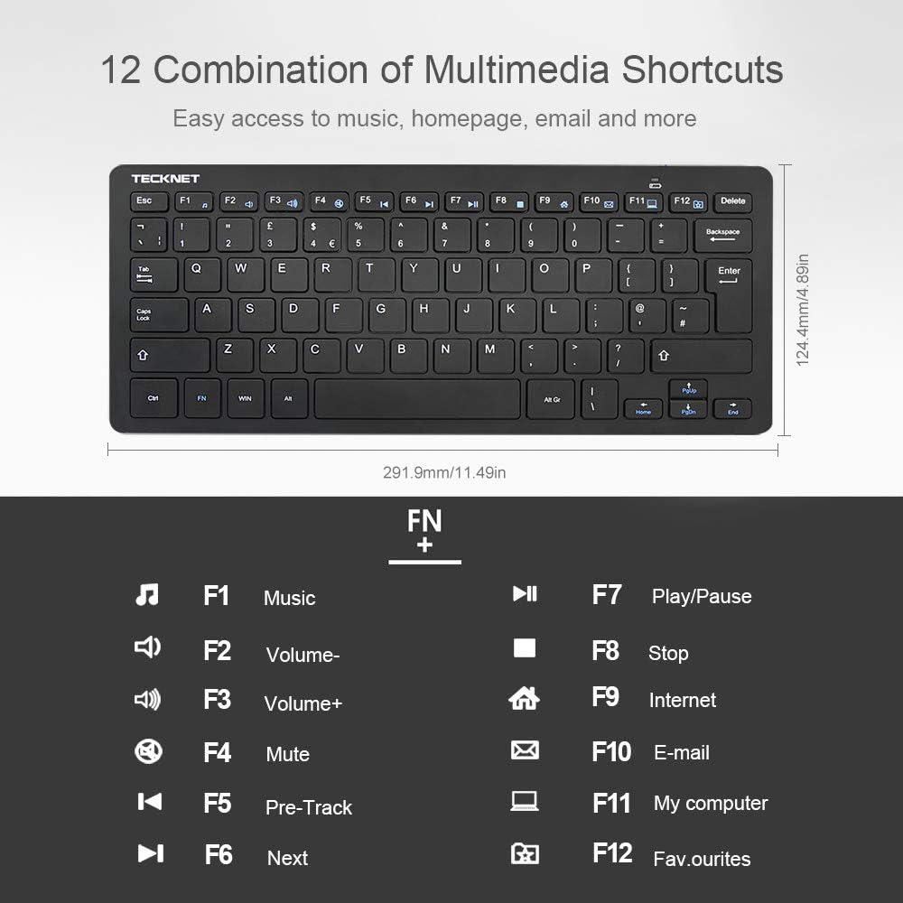 TECKNET 2.4G Wireless Keyboard For Windows/Chrome OS, UK Layout Compact Mini Keyboards - Image 3