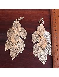 Grace Jun - Pendientes colgantes de varias capas hechos a mano y pendientes de clip, no perforados para mujer